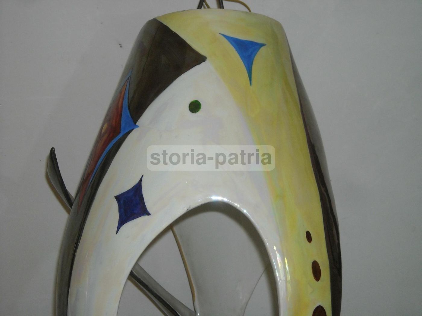 Lampadario Alcyone Marostica In Ceramica Policroma, Anni '50 '60