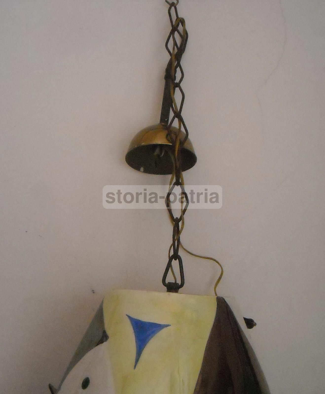 Lampadario Alcyone Marostica In Ceramica Policroma, Anni '50 '60