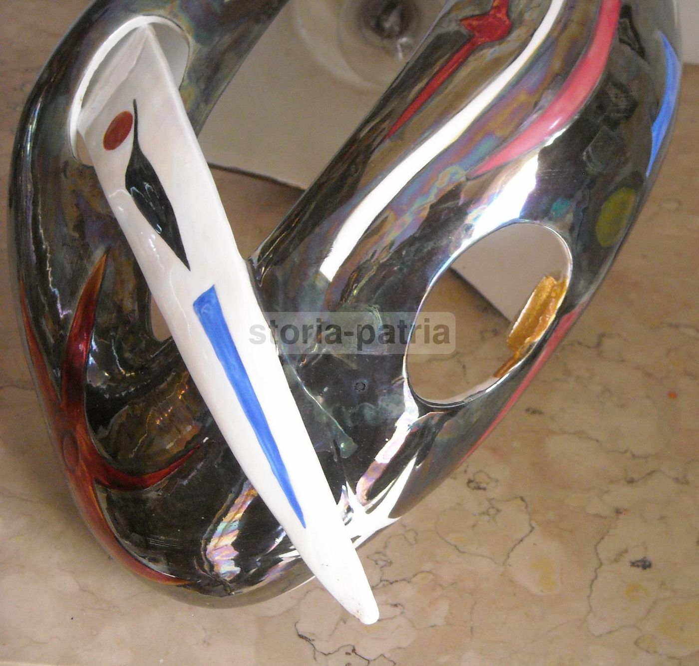 Lampadario Alcyone Marostica In Ceramica Policroma, Anni '50 '60