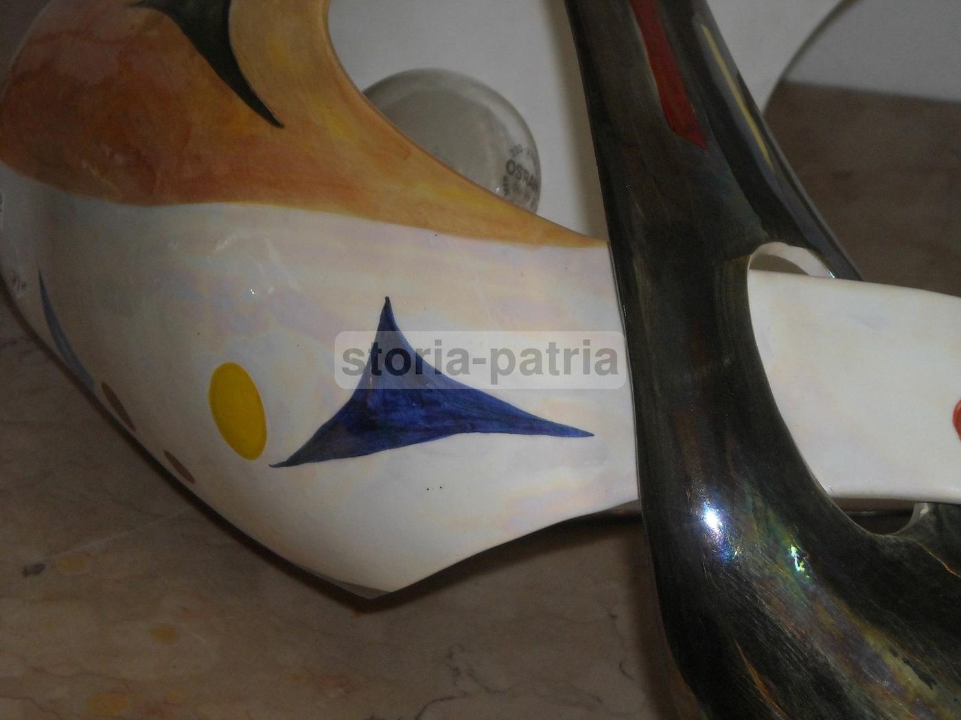 Lampadario Alcyone Marostica In Ceramica Policroma, Anni '50 '60