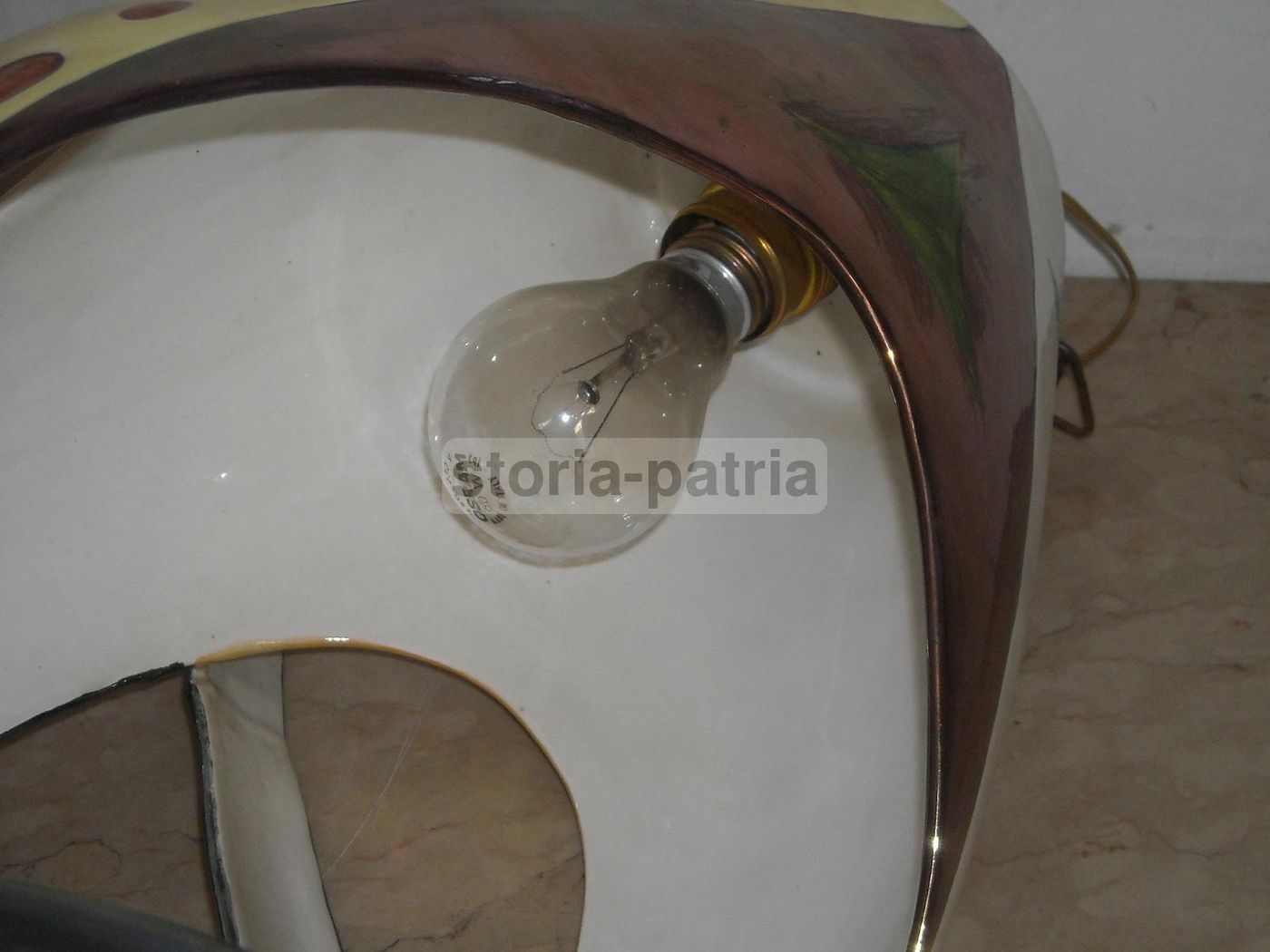 Lampadario Alcyone Marostica In Ceramica Policroma, Anni '50 '60