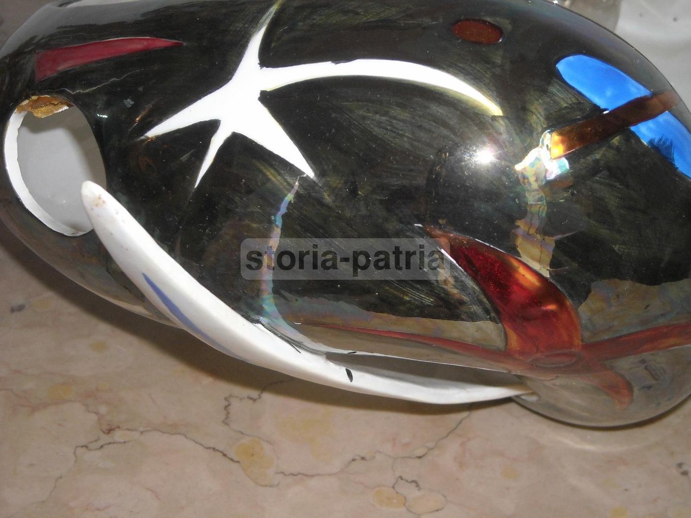 Lampadario Alcyone Marostica In Ceramica Policroma, Anni '50 '60