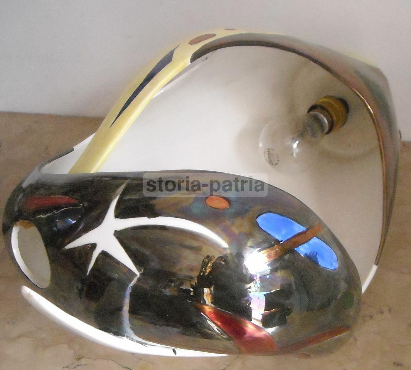Lampadario Alcyone Marostica In Ceramica Policroma, Anni '50 '60