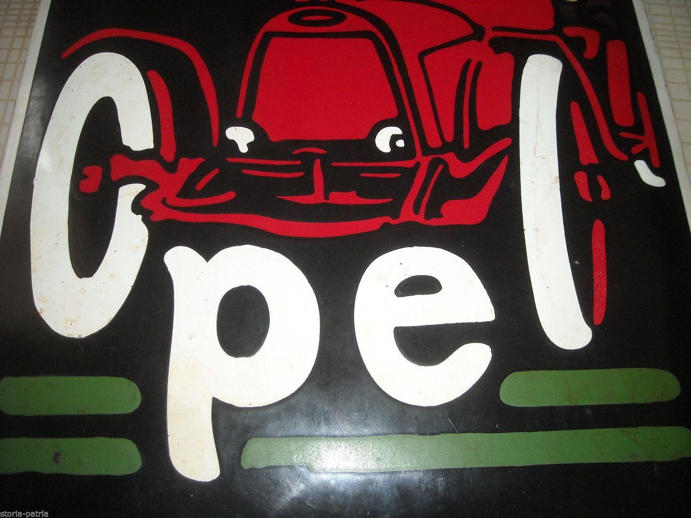 Targa Pubblicitaria Opel "Der Sieger" Latta Vintage Auto Da Corsa