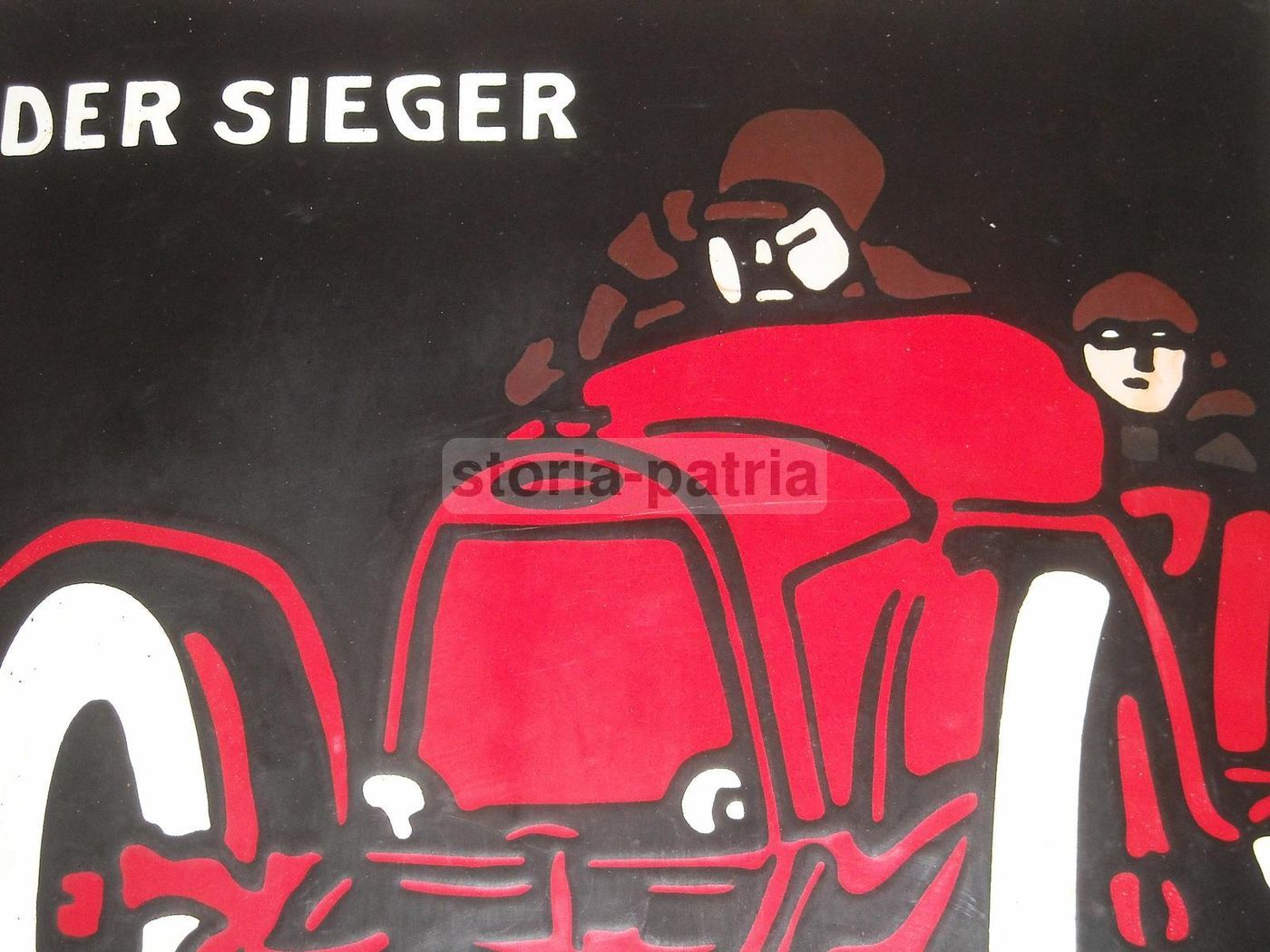 Targa Pubblicitaria Opel "Der Sieger" Latta Vintage Auto Da Corsa
