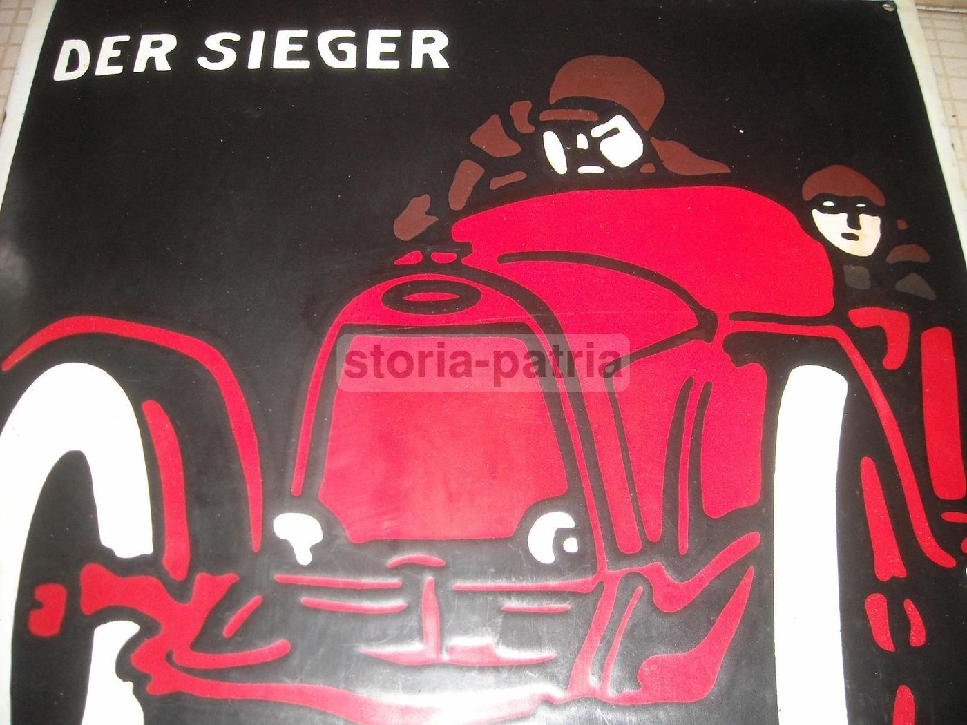 Targa Pubblicitaria Opel "Der Sieger" Latta Vintage Auto Da Corsa