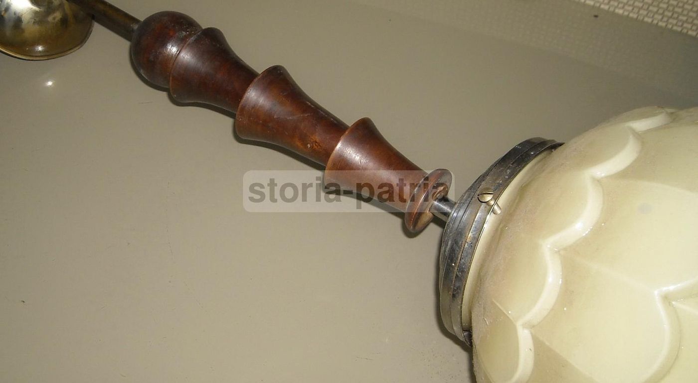 Lampada Art Déco In Vetro Sabbia E Legno, Anni '30 '50, A Sospensione