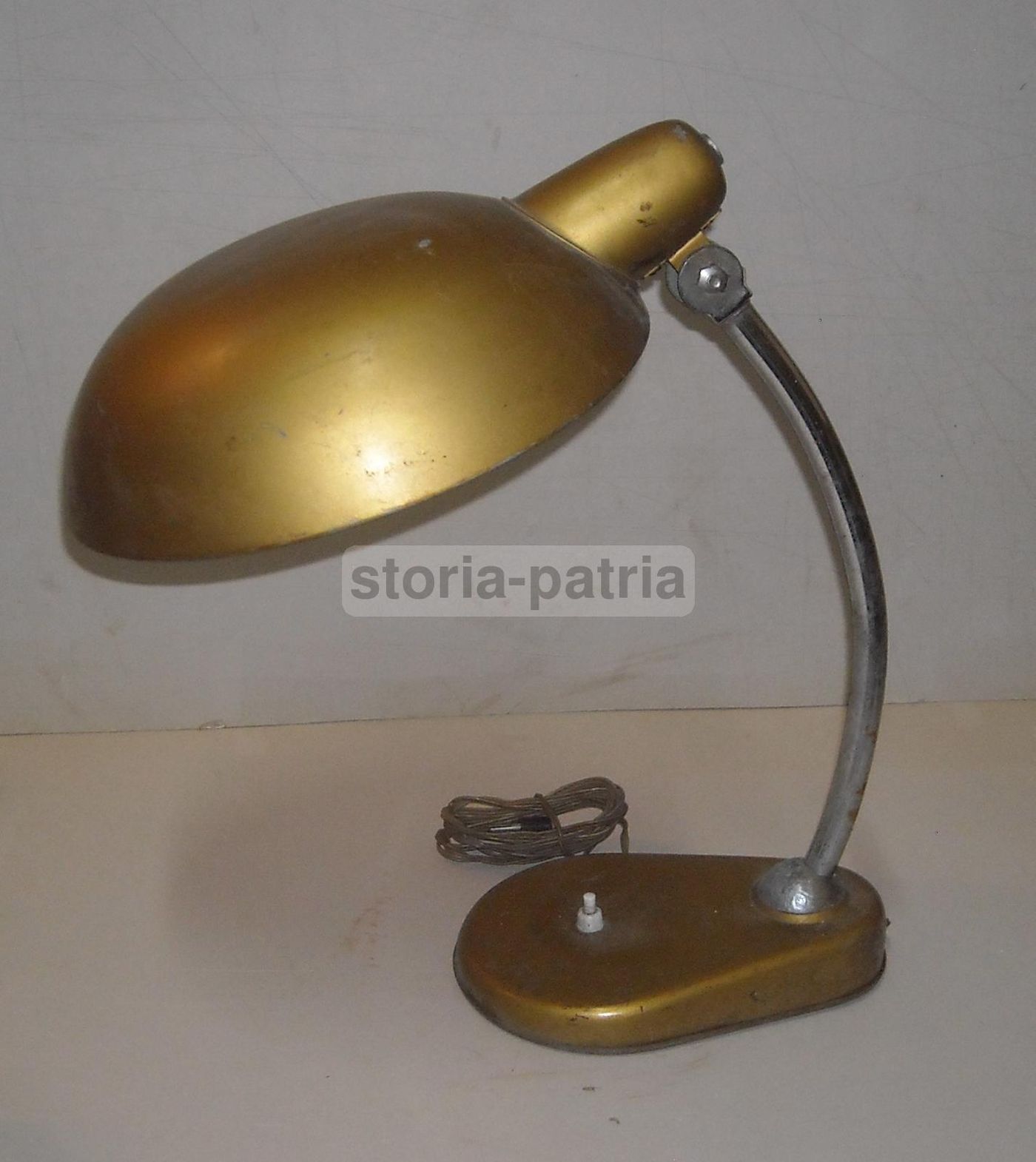 Lampada Da Scrivania Orientabile In Metallo Laccato E Cromato, Anni '50