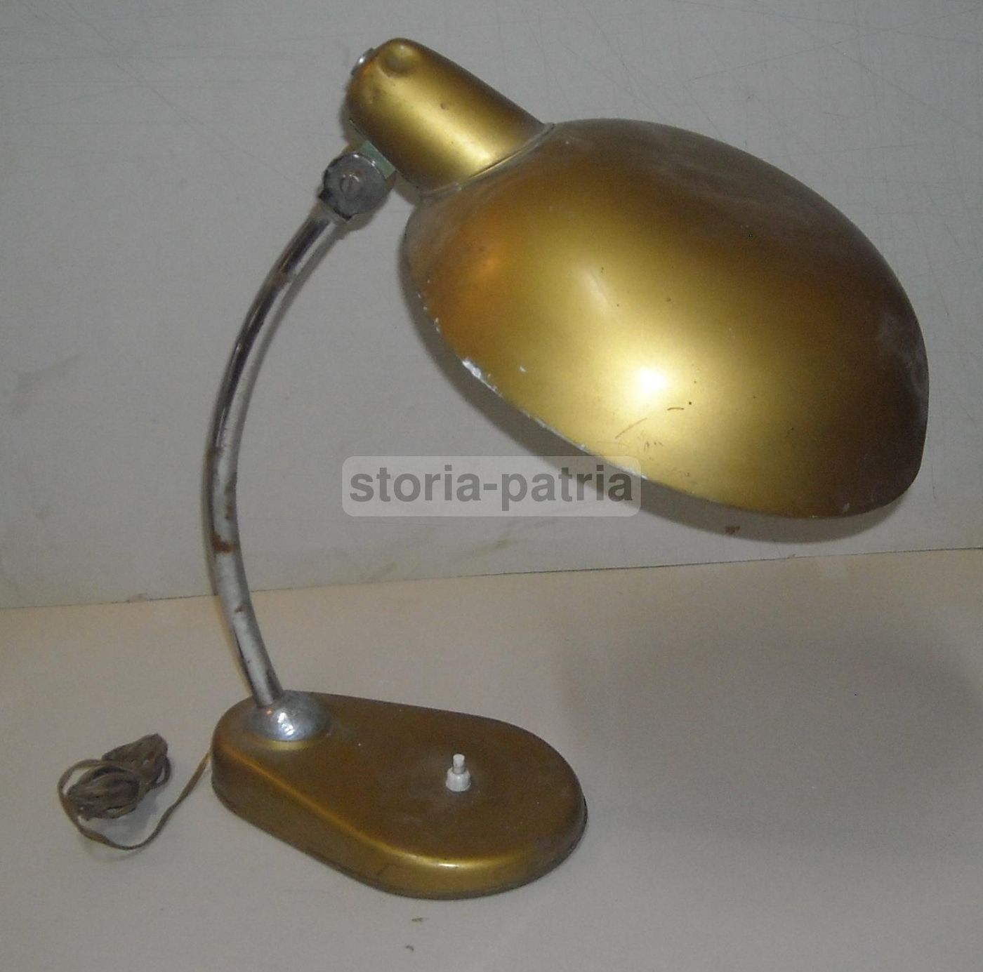 Lampada Da Scrivania Orientabile In Metallo Laccato E Cromato, Anni '50