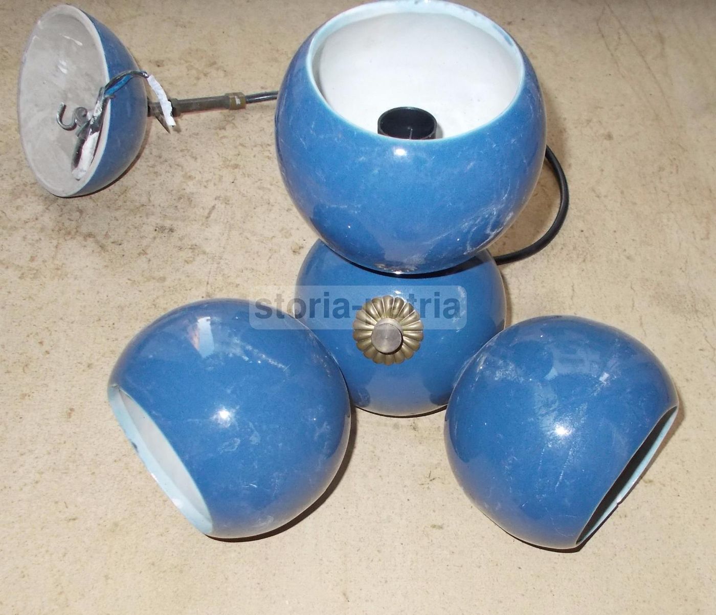 Lampadario In Ceramica Degli Anni '70, Globulare A Quattro Sfere, Design Italiano