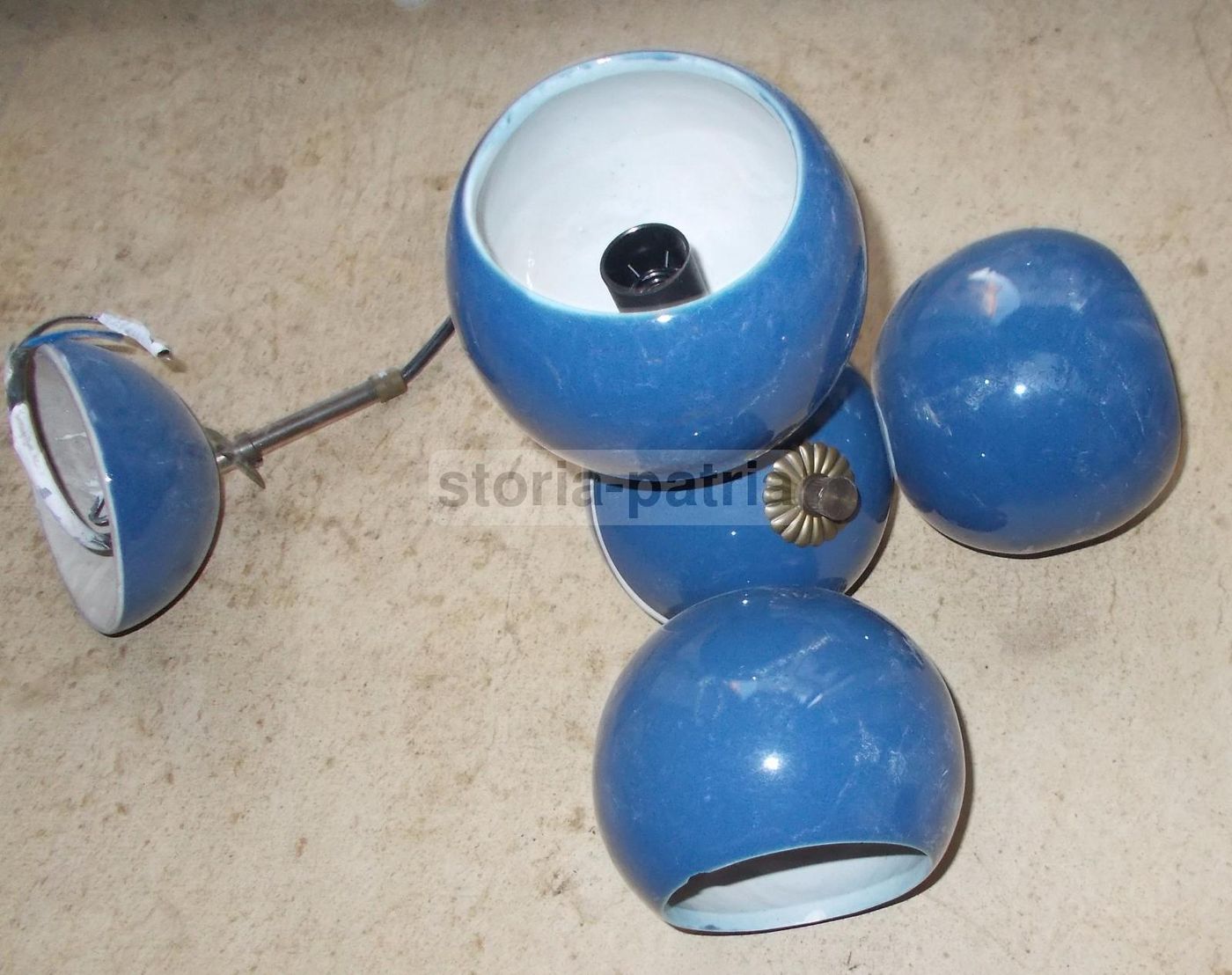 Lampadario In Ceramica Degli Anni '70, Globulare A Quattro Sfere, Design Italiano