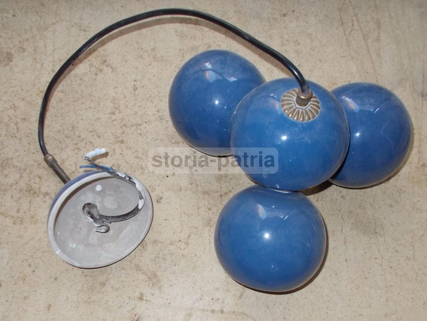 Lampadario In Ceramica Degli Anni '70, Globulare A Quattro Sfere, Design Italiano