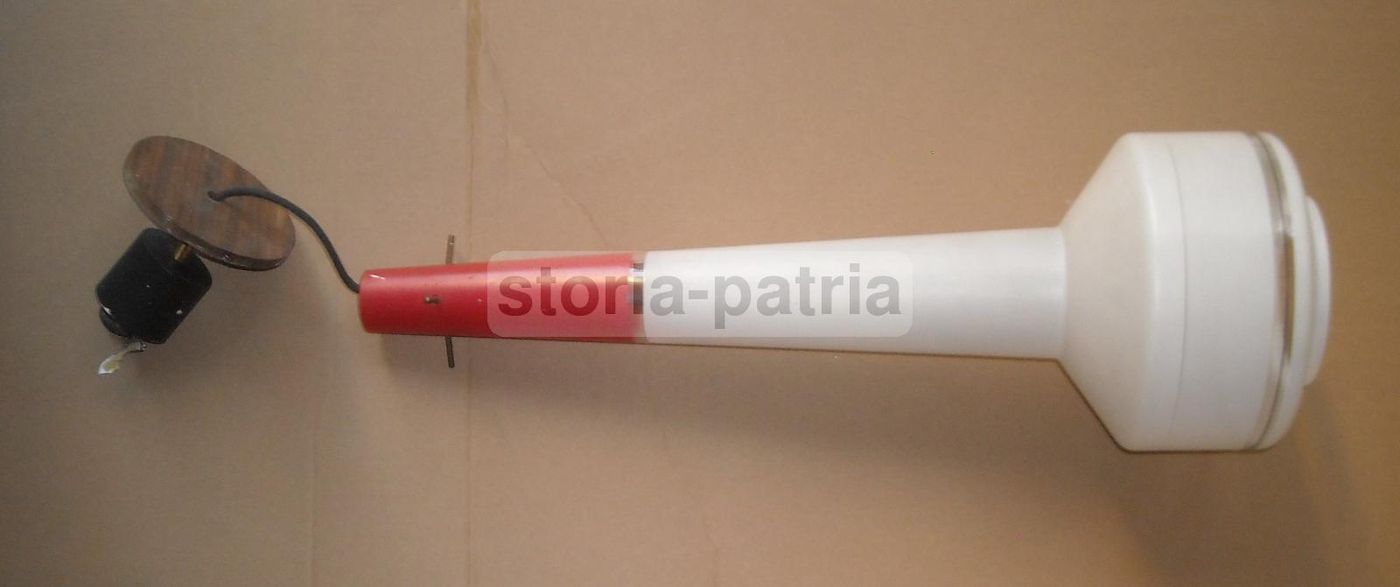 Lampadario A Sospensione Vintage In Vetro Bicolore Bianco Rosso, Anni '60