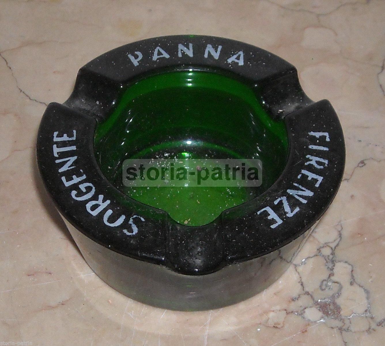 Posacenere Vintage Sorgente Panna Firenze In Vetro Verde, Anni '70