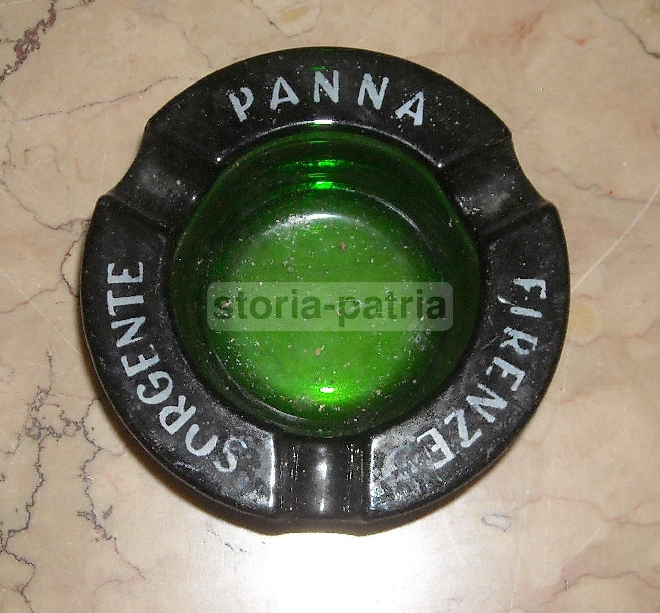 Posacenere Vintage Sorgente Panna Firenze In Vetro Verde, Anni '70