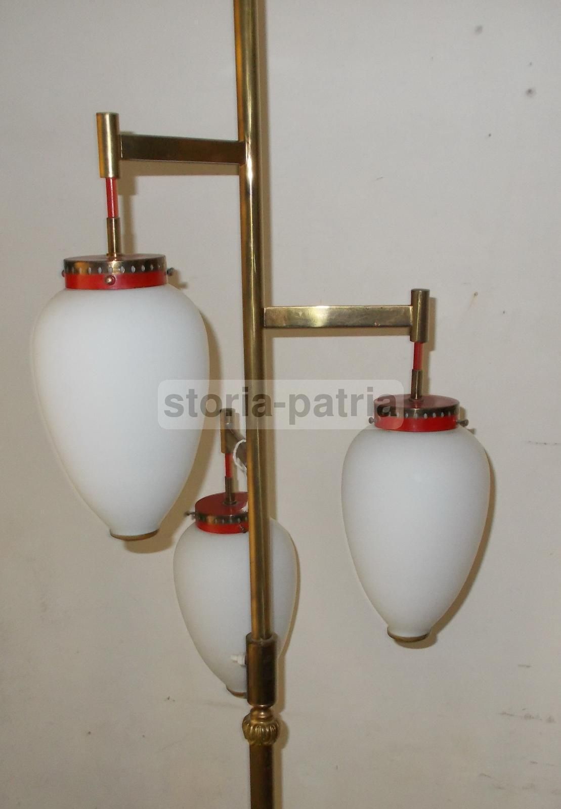 Lampada Piantana Vintage Anni '50 '60 Con Vetri Opalescenti