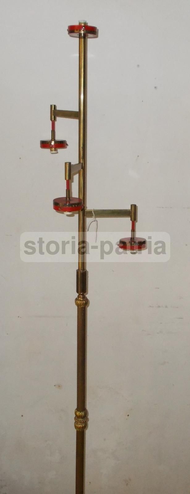 Lampada Piantana Vintage Anni '50 '60 Con Vetri Opalescenti