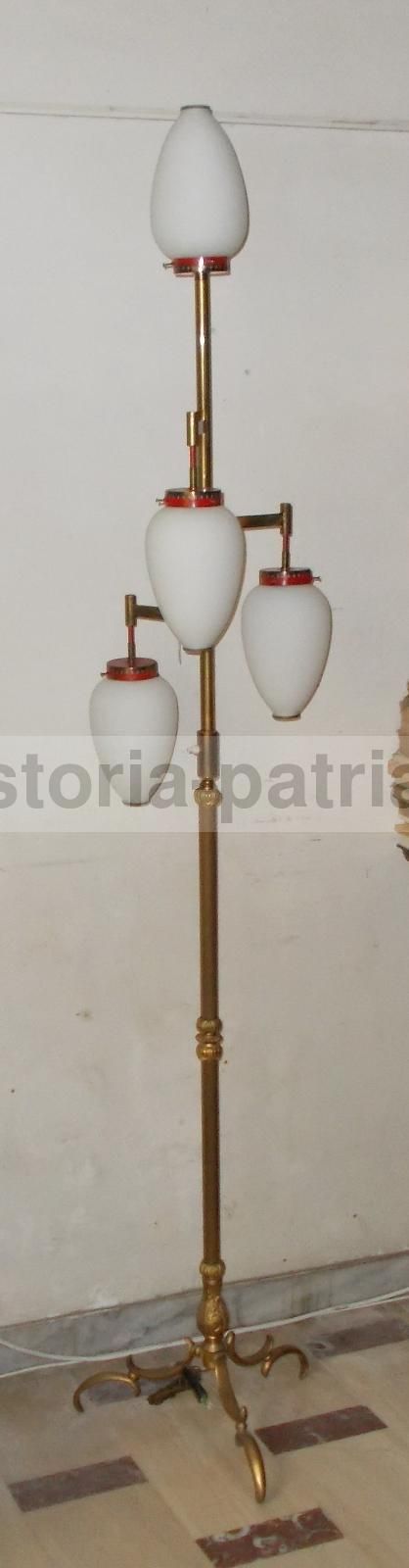 Lampada Piantana Vintage Anni '50 '60 Con Vetri Opalescenti