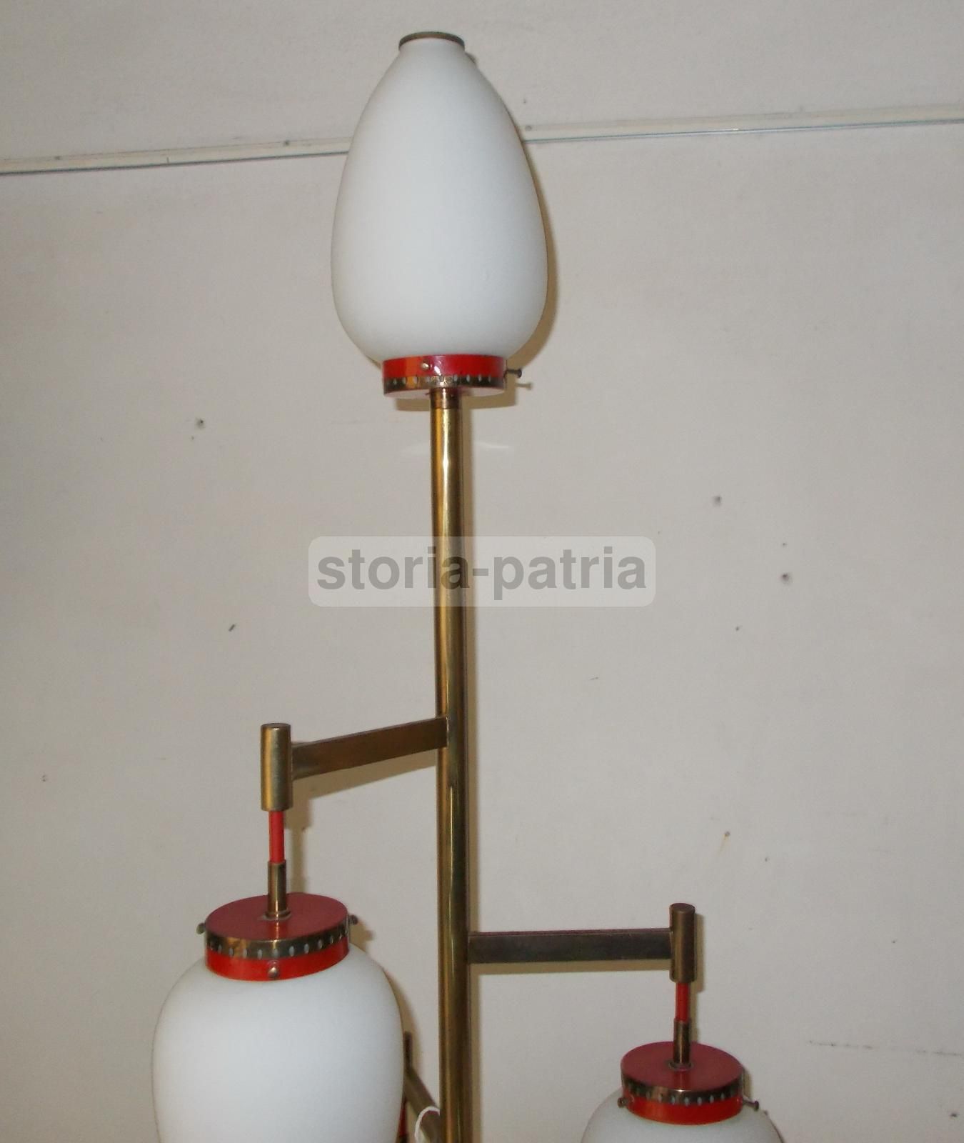 Lampada Piantana Vintage Anni '50 '60 Con Vetri Opalescenti