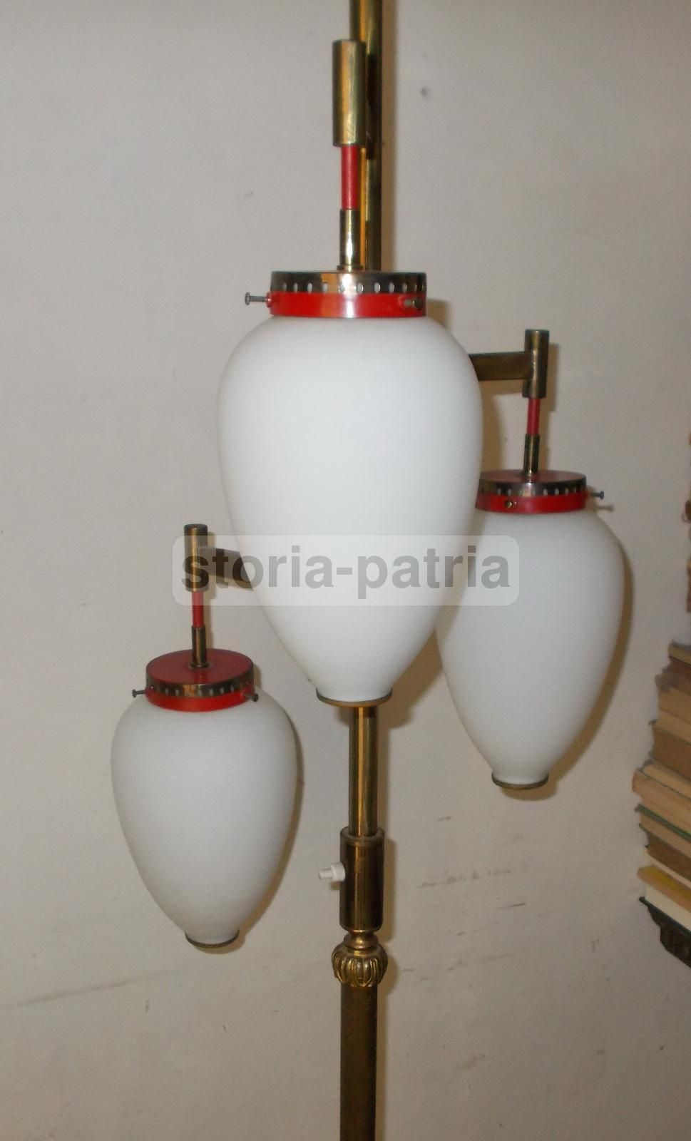 Lampada Piantana Vintage Anni '50 '60 Con Vetri Opalescenti