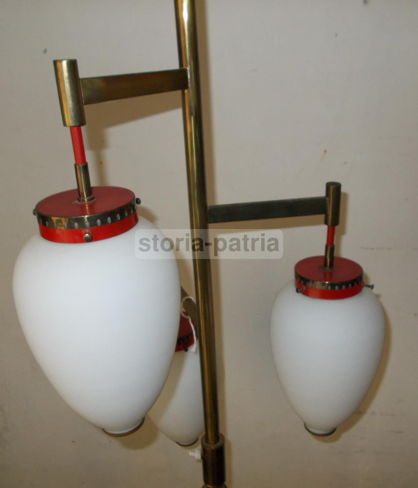 Lampada Piantana Vintage Anni '50 '60 Con Vetri Opalescenti