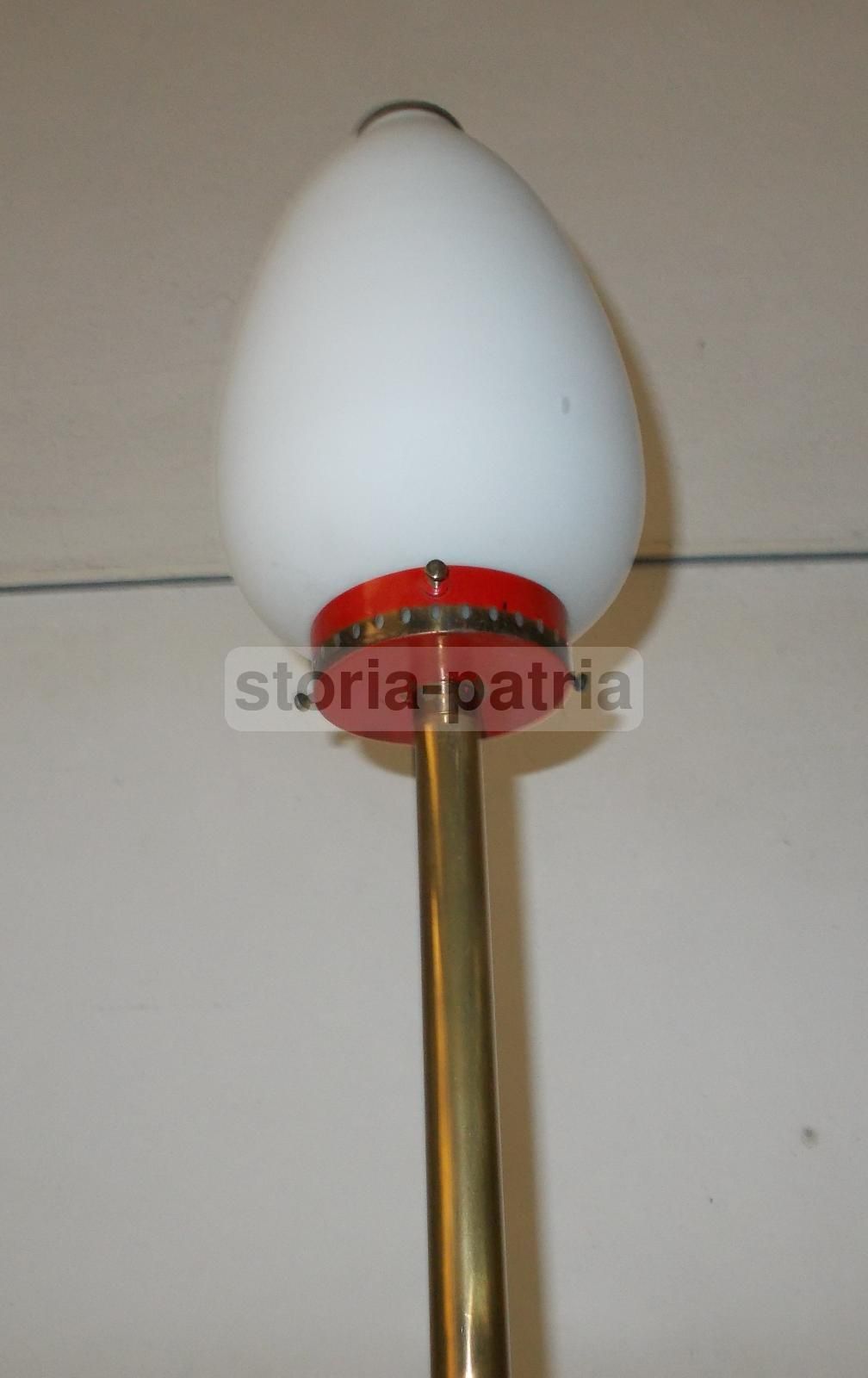 Lampada Piantana Vintage Anni '50 '60 Con Vetri Opalescenti