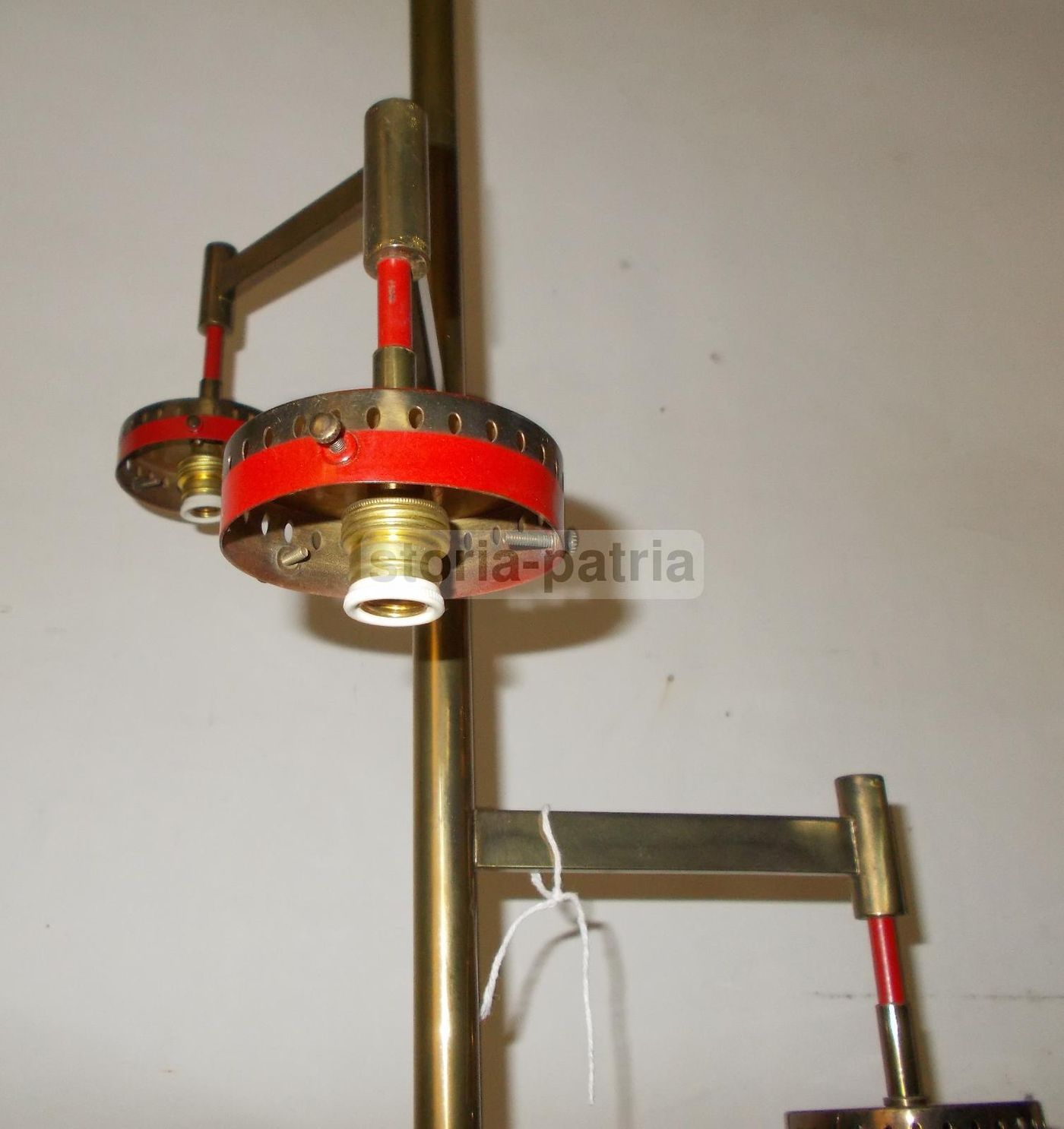 Lampada Piantana Vintage Anni '50 '60 In Vetro Opalescente E Ottone