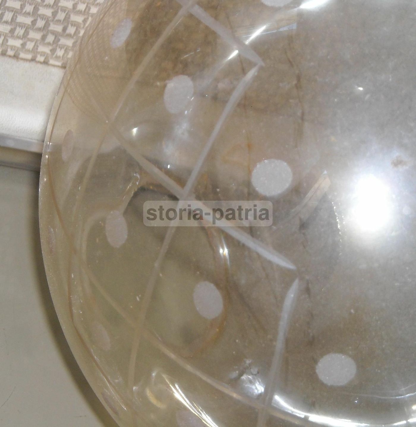 Coppa In Vetro Fumè Inciso Per Lampada, Design Anni '50