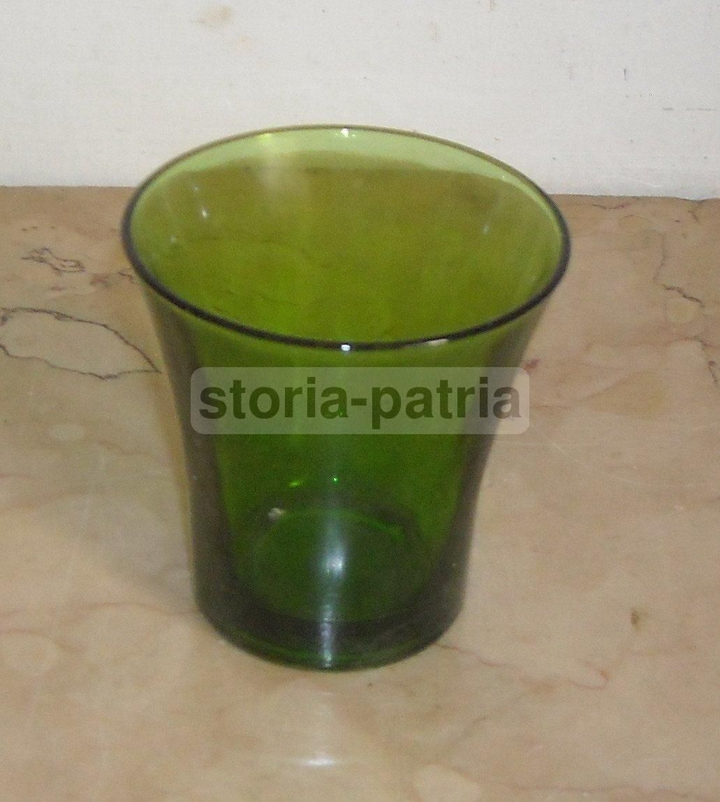 Bicchiere In Vetro Verde, Metà Del '900, Marca EG