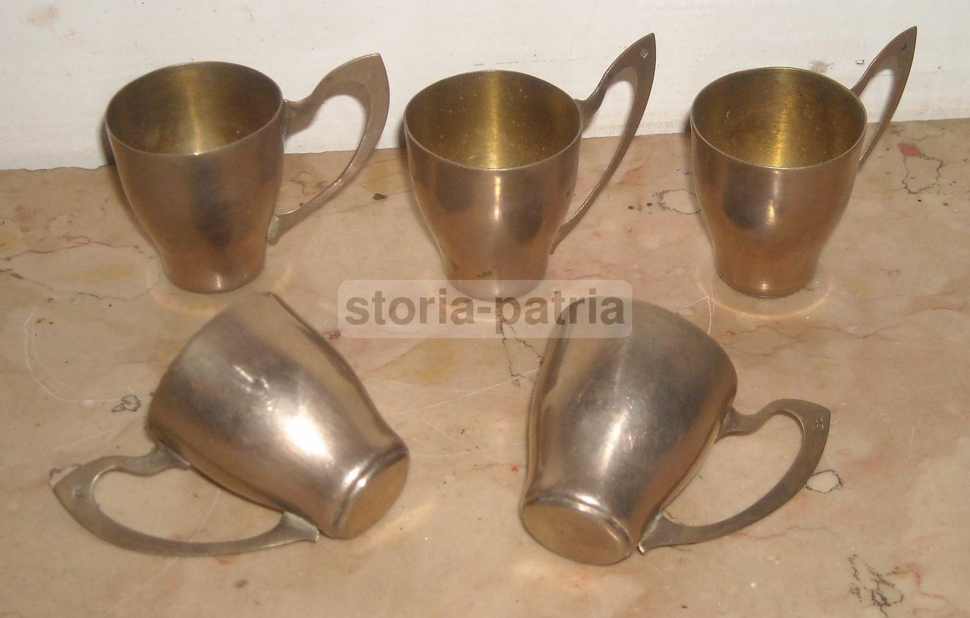 Set 6 Bicchierini Da Rosolio In Metallo Argentato, Anni 1930 1950