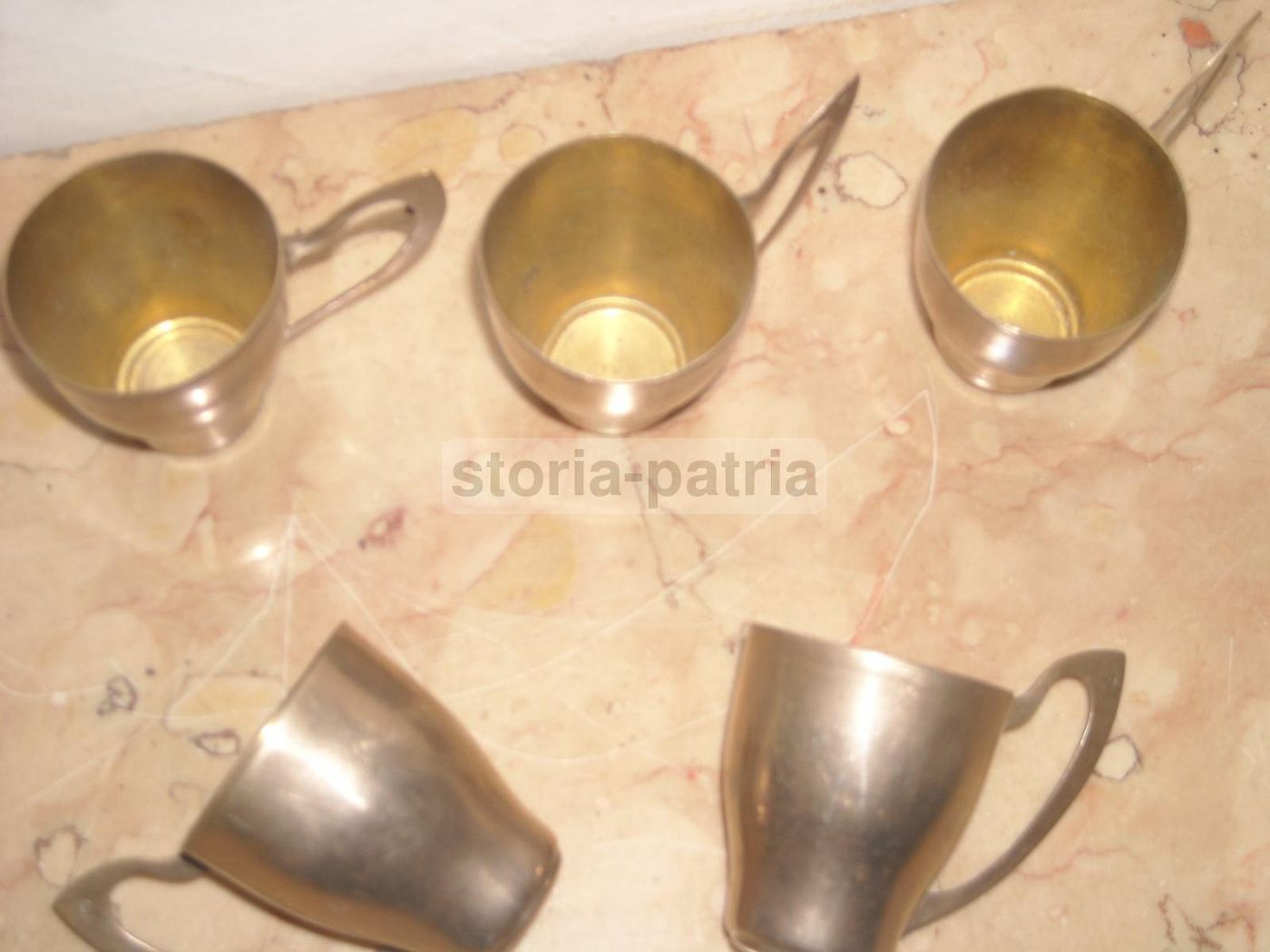 Set 6 Bicchierini Da Rosolio In Metallo Argentato, Anni 1930 1950