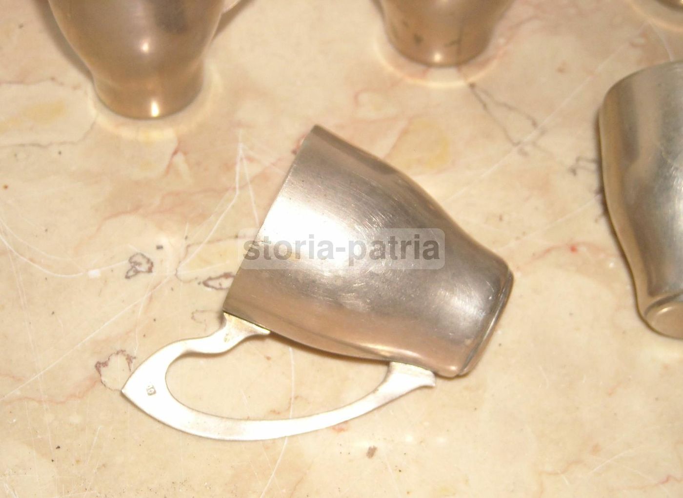 Set 6 Bicchierini Da Rosolio In Metallo Argentato, Anni 1930 1950