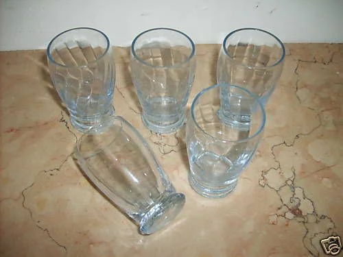 Set of 5 Light Blue Glass Rosolio Glasses, Murano, 1920s, Liberty