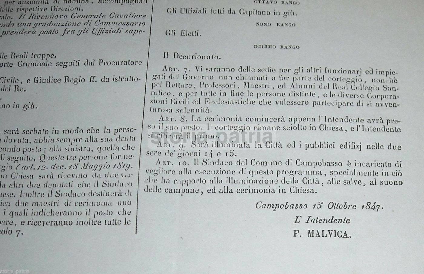 Manifesto Onomastico Regina 1847 Campobasso Molise Borboni