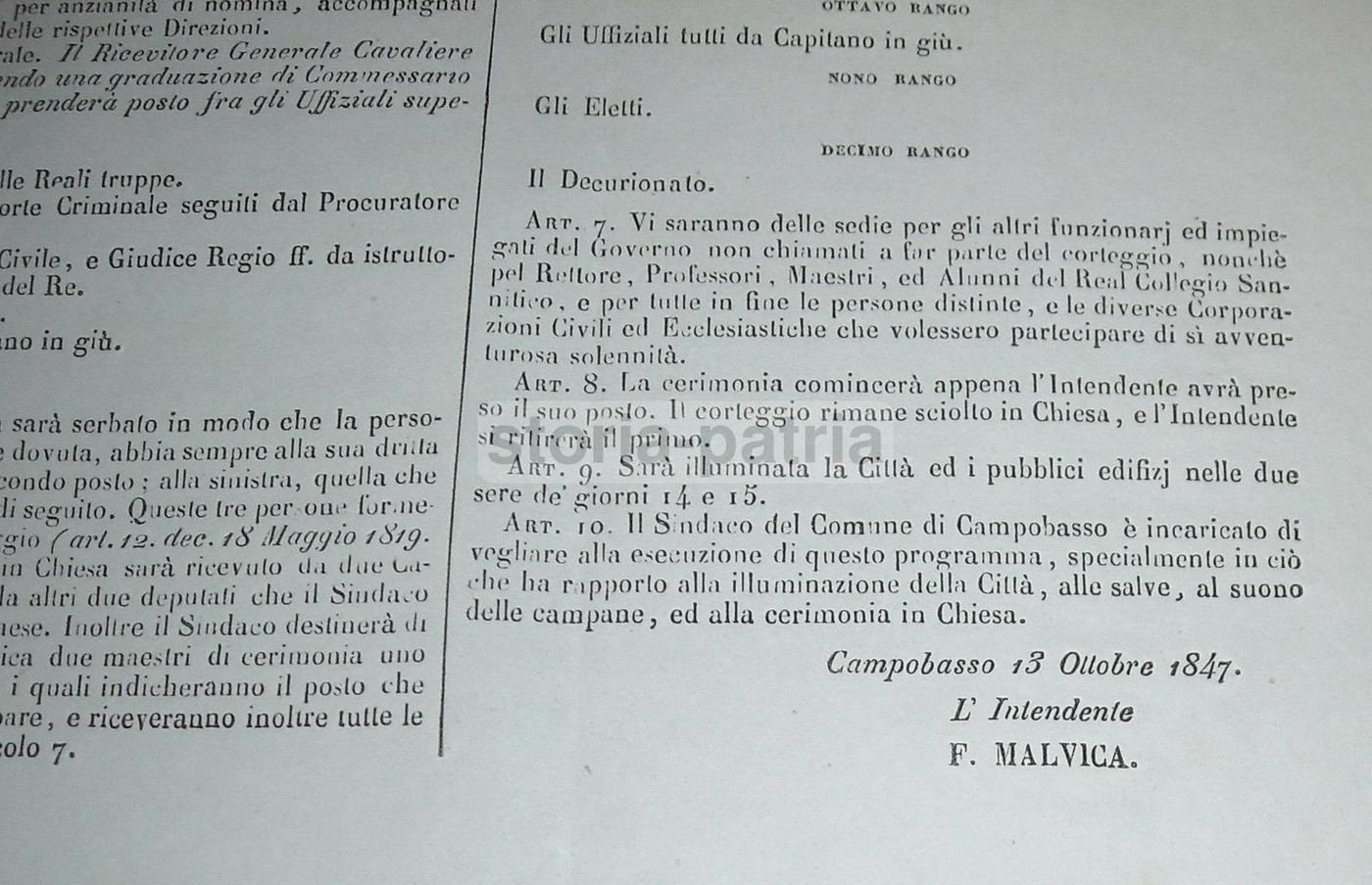 Manifesto Onomastico Regina 1847 Campobasso Molise Borboni