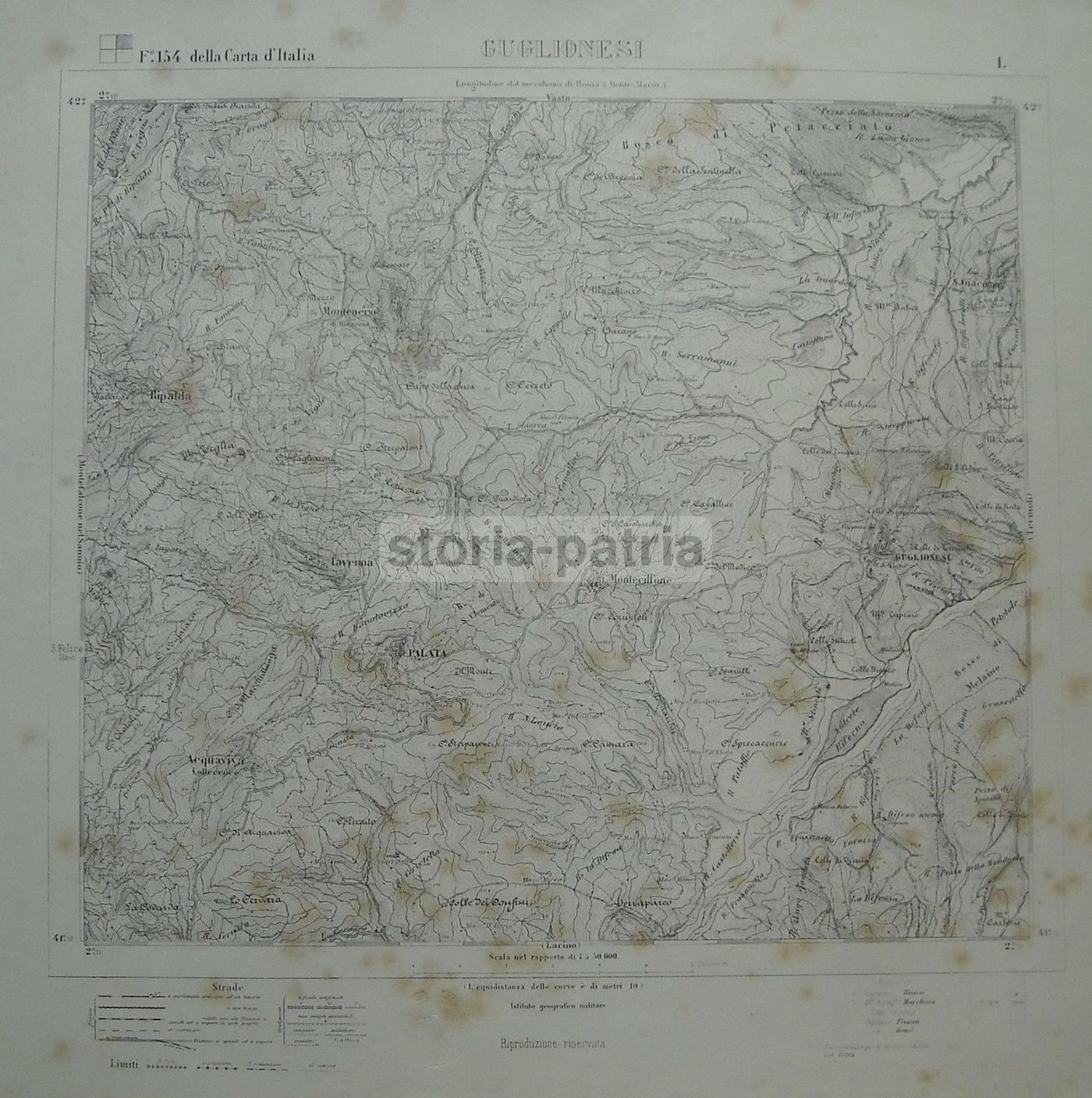 Mappa Topografica Storica Molise: Guglionesi E Palata, Fine XIX Secolo