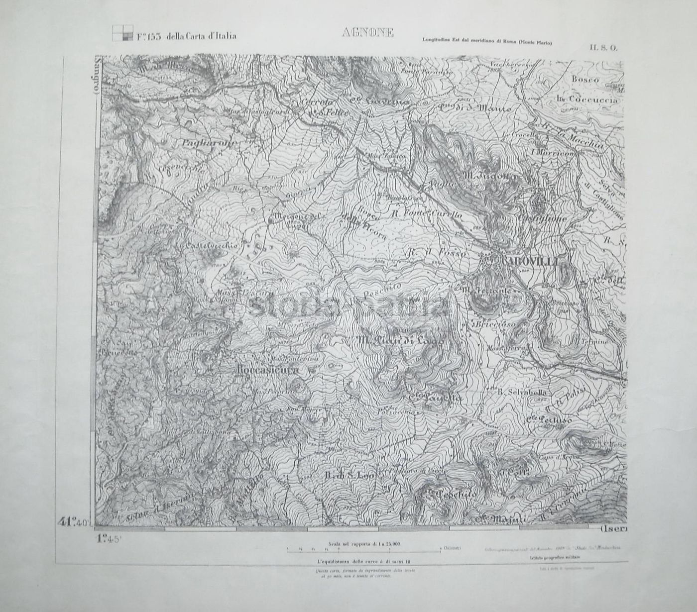 Mappa Topografica Agnone Isernia Molise Anni '20 IGM 1909