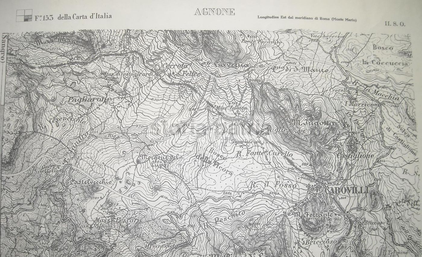 Mappa Topografica Agnone Isernia Molise Anni '20 IGM 1909