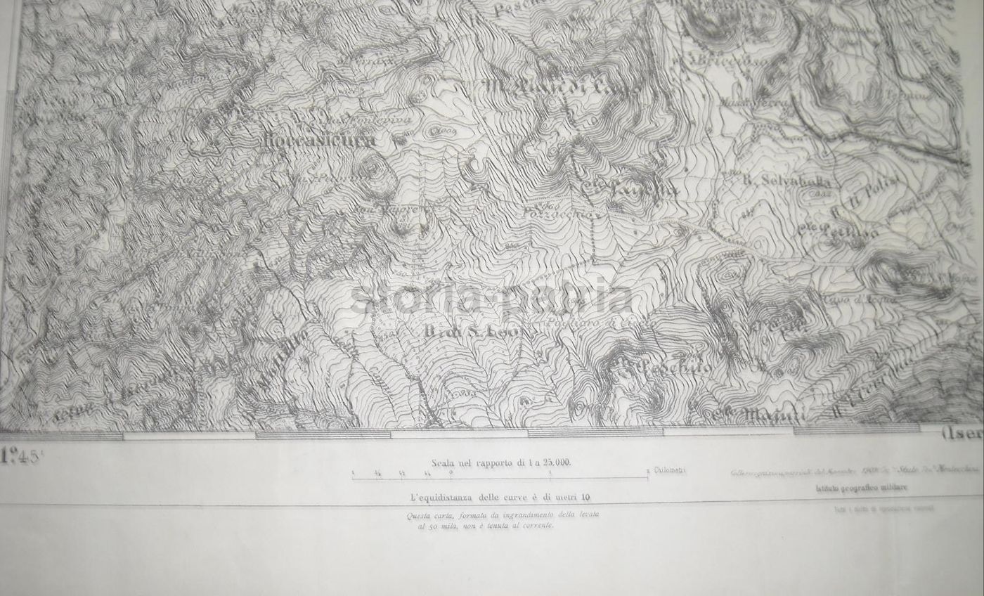Mappa Topografica Agnone Isernia Molise Anni '20 IGM 1909