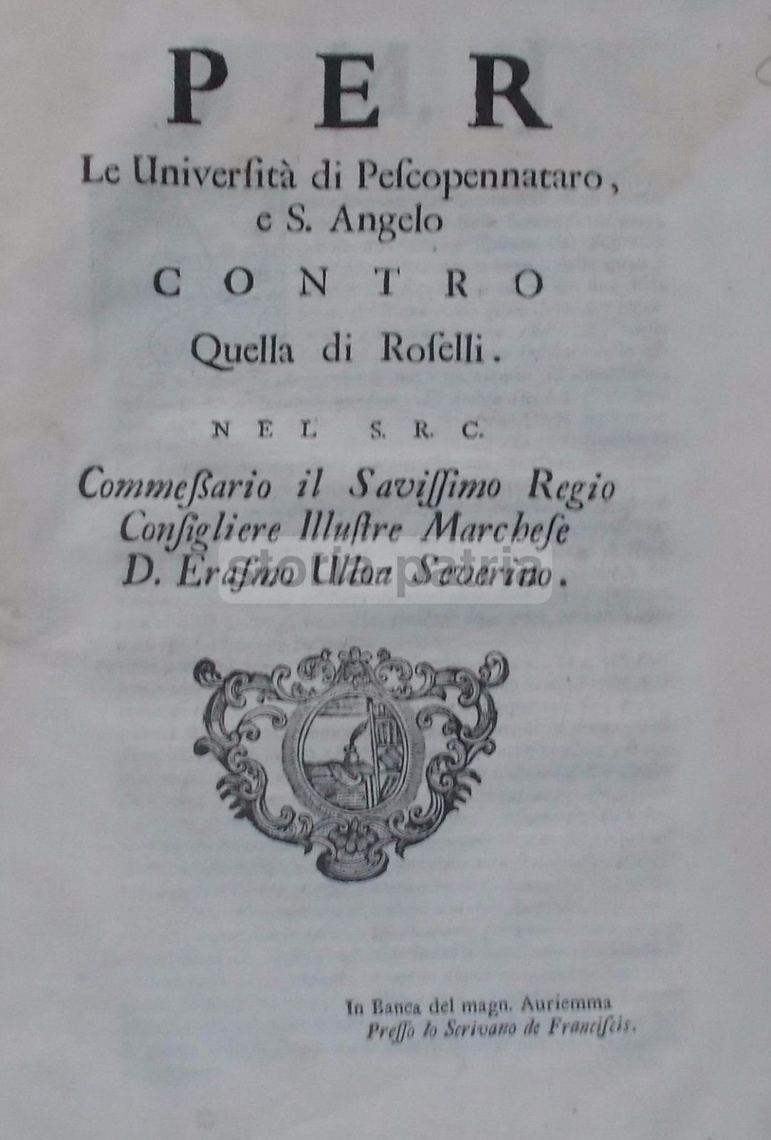Allegazione Giuridica Del 1754 Tra Pescopennataro E Rosello