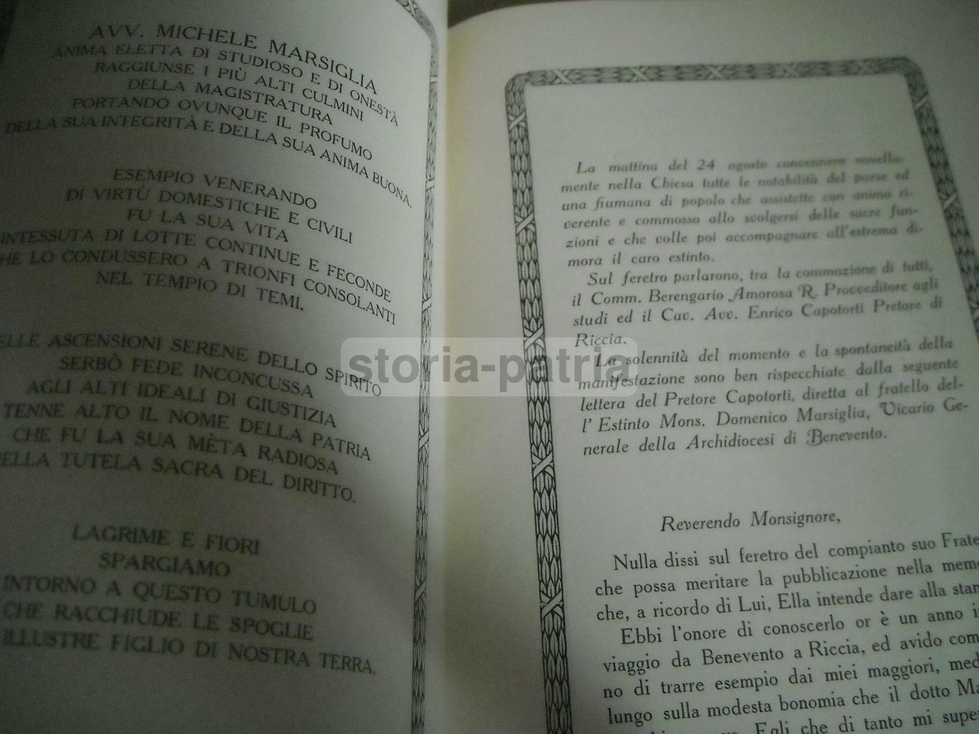In Memoria Di Michele Marsiglia, Presidente Del Tribunale Di Melfi, 1922