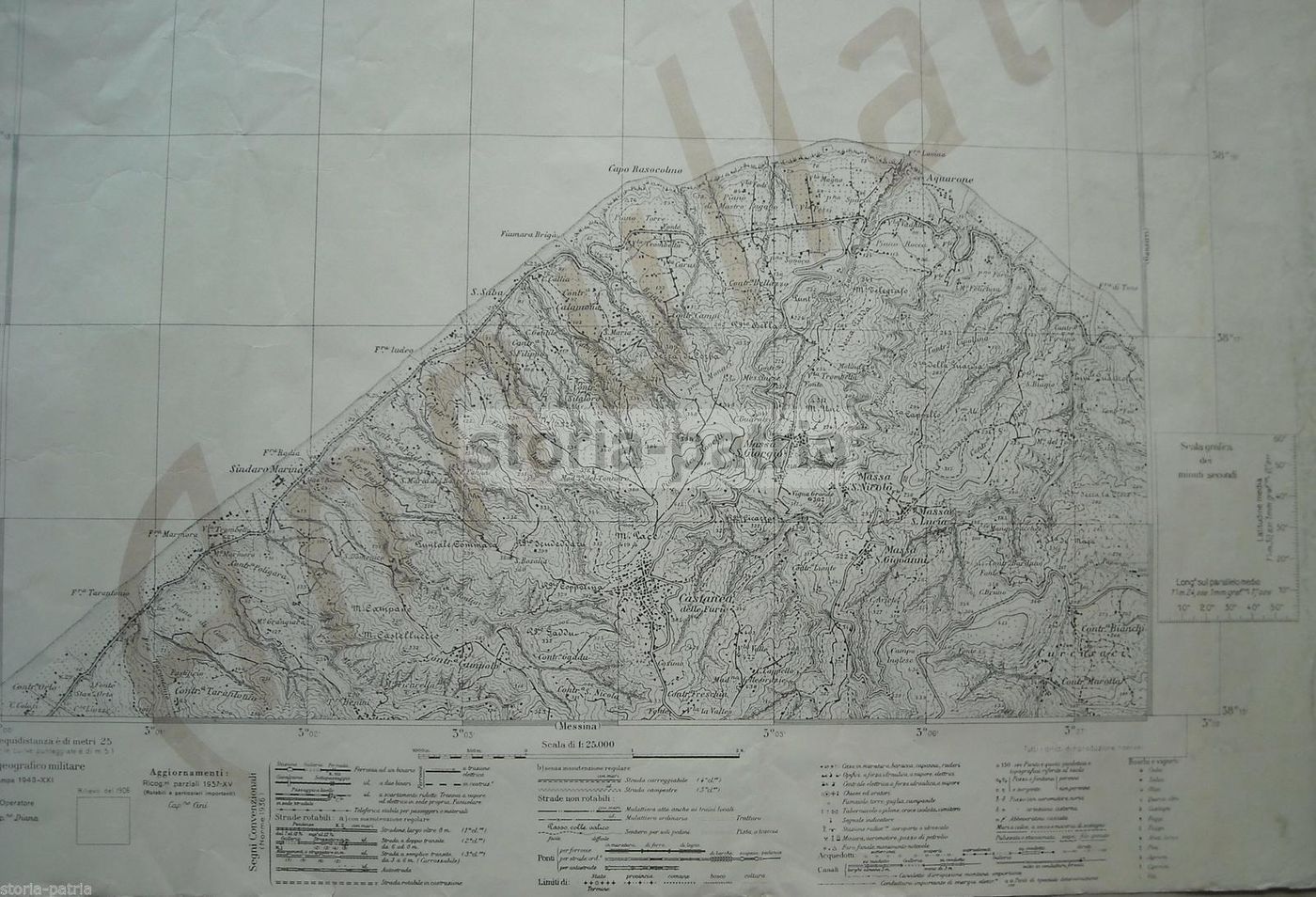 Mappa Topografica Molise Vastogirardi E Castanea Delle Furie 1909