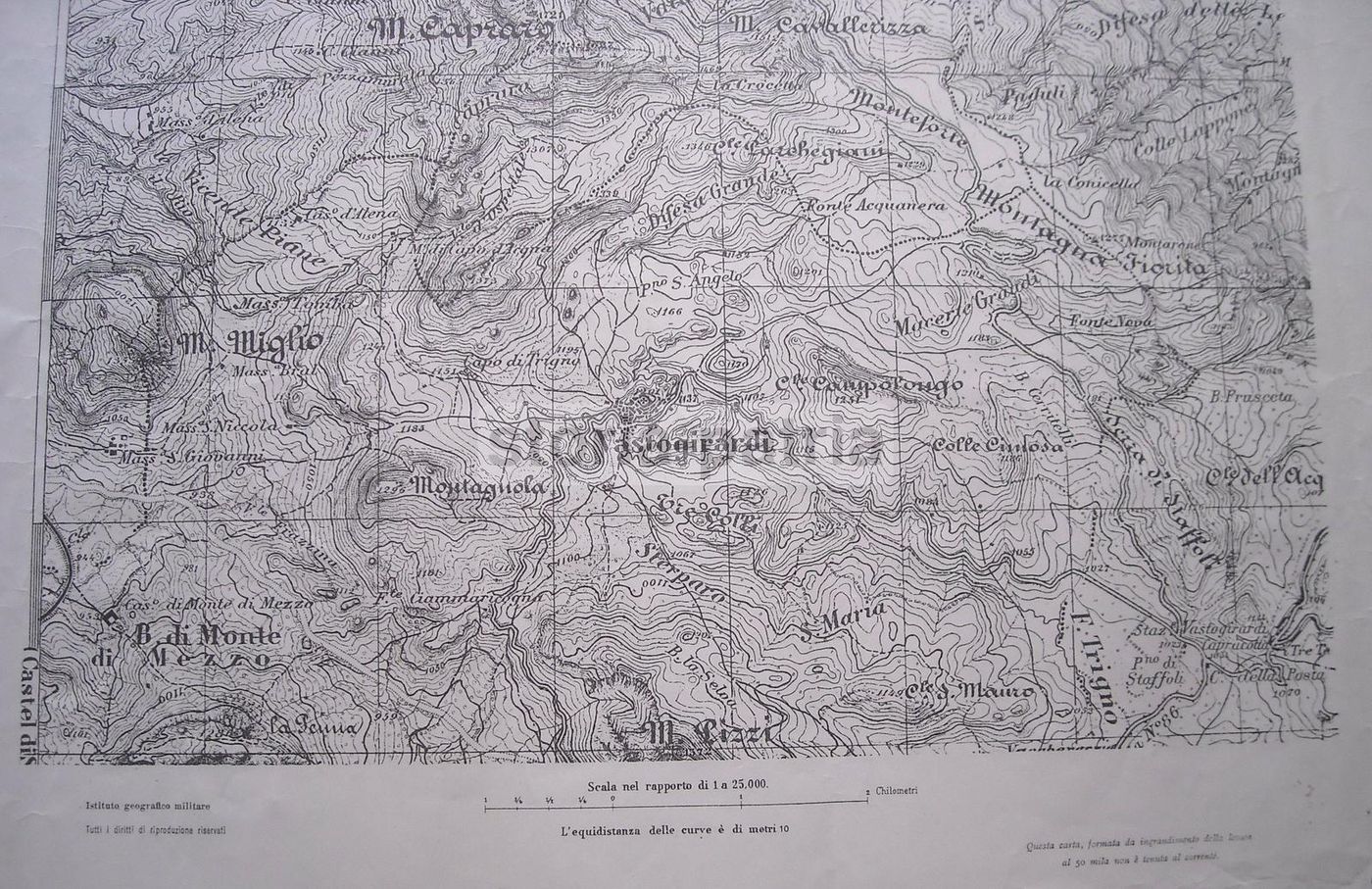 Mappa Topografica Molise Vastogirardi E Castanea Delle Furie 1909