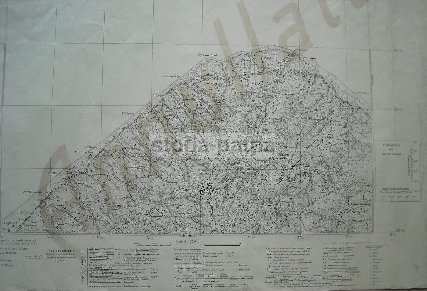 Mappa Topografica Molise Vastogirardi E Castanea Delle Furie 1909