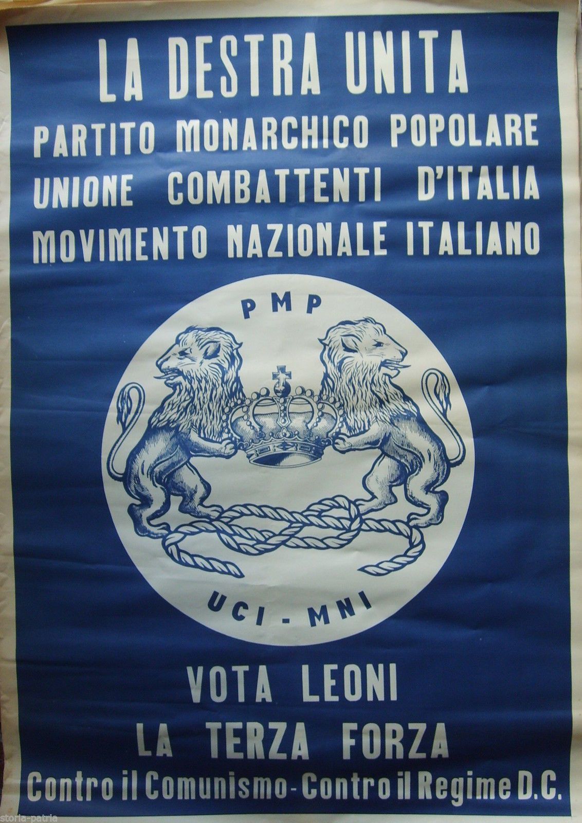 Manifesto Elettorale Monarchico Italiano La Destra Unita Leoni