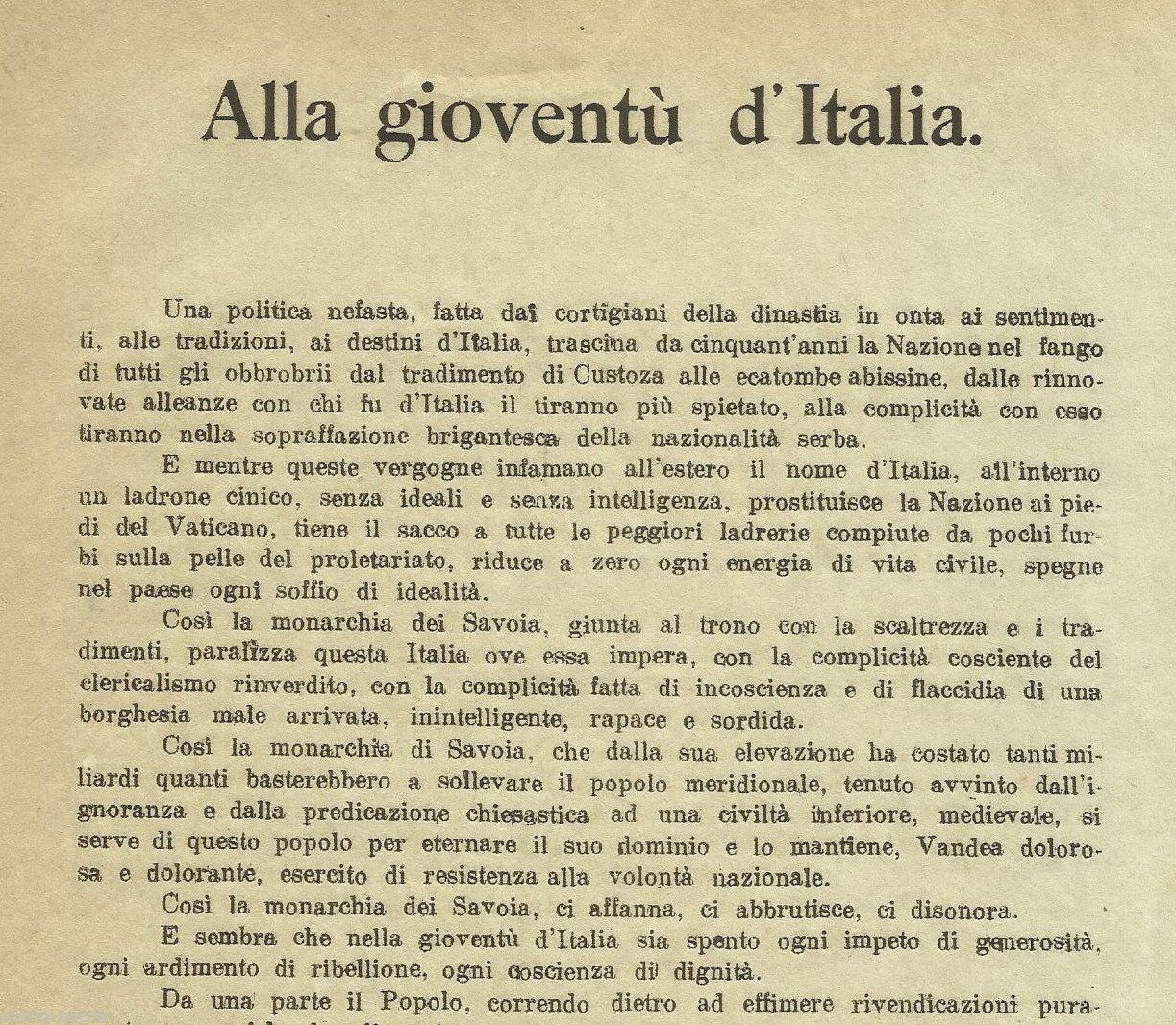 Volantino L.U.D.O. Repubblica Antimonarchico Savoia Italia 1946