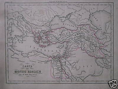 Mappa Del Mondo Biblico Sino All'Anno 800 A.C. Con Africa, Grecia, Sicilia E Palestina
