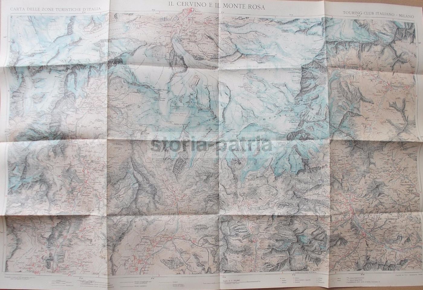 Mappa Antica Del Cervino E Del Monte Rosa (Zermatt, Gressoney, Champoluc)   TCI