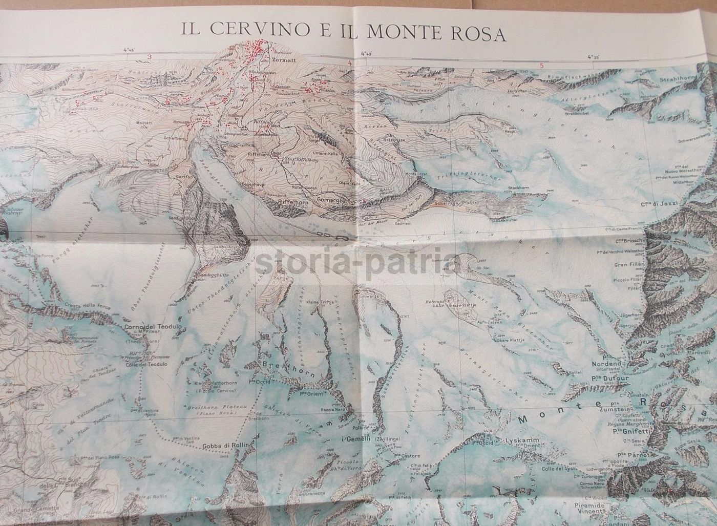 Mappa Antica Del Cervino E Del Monte Rosa (Zermatt, Gressoney, Champoluc)   TCI