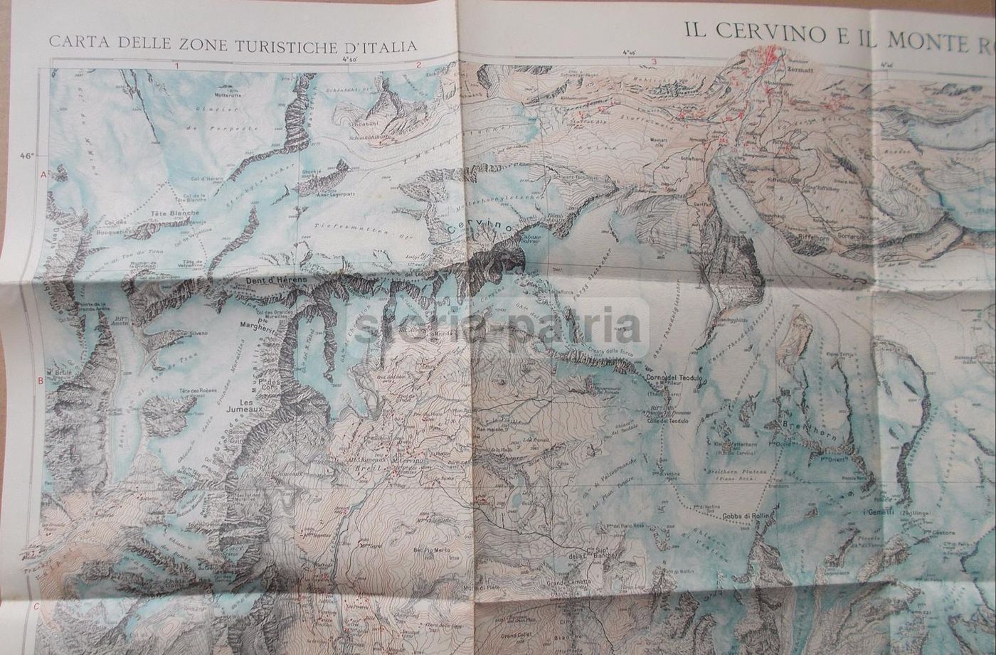 Mappa Antica Del Cervino E Del Monte Rosa (Zermatt, Gressoney, Champoluc)   TCI
